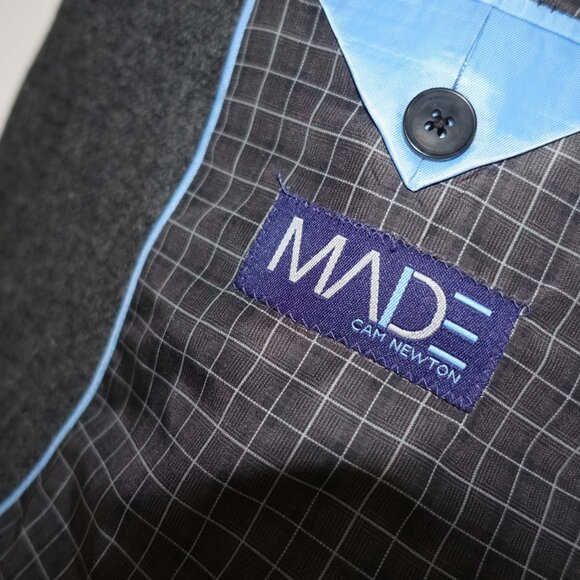 MADE Cam Newton Men's Sport Coat Size 48 Regular Gray Wool Blend Blazer 48R - Picture 7 of 8